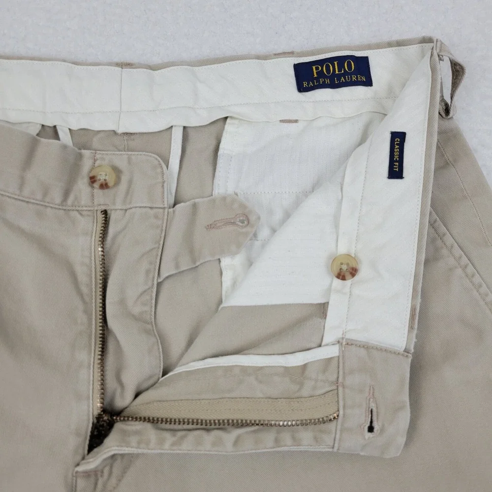 Polo Ralph Lauren Classic Fit Chino Pants‎ Mens 34x32 Tan Cotton Casual Retro